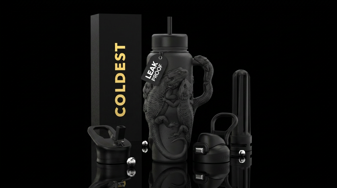 Bearded dragons snuggled water bottle design