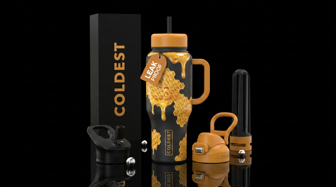 Honey comb with honey dripping out water bottle design