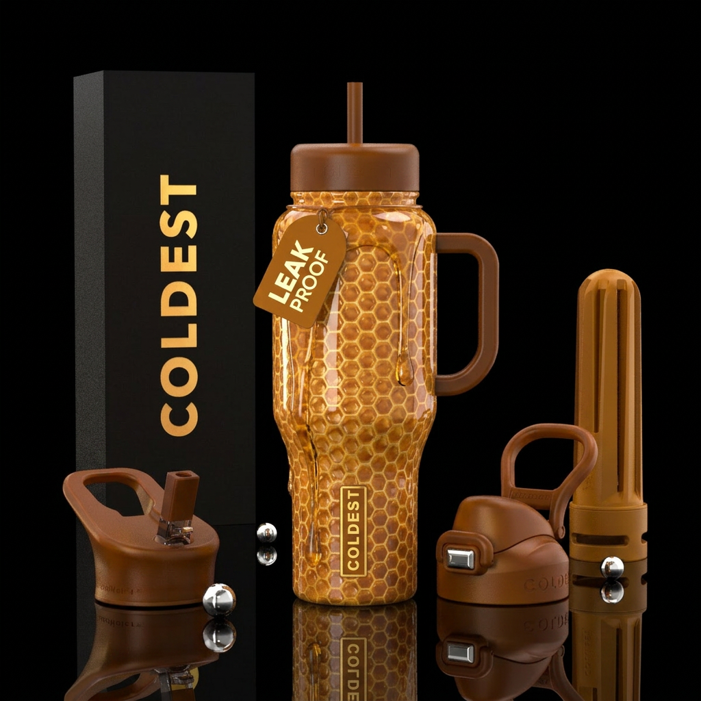 Honey comb with honey dripping out water bottle design