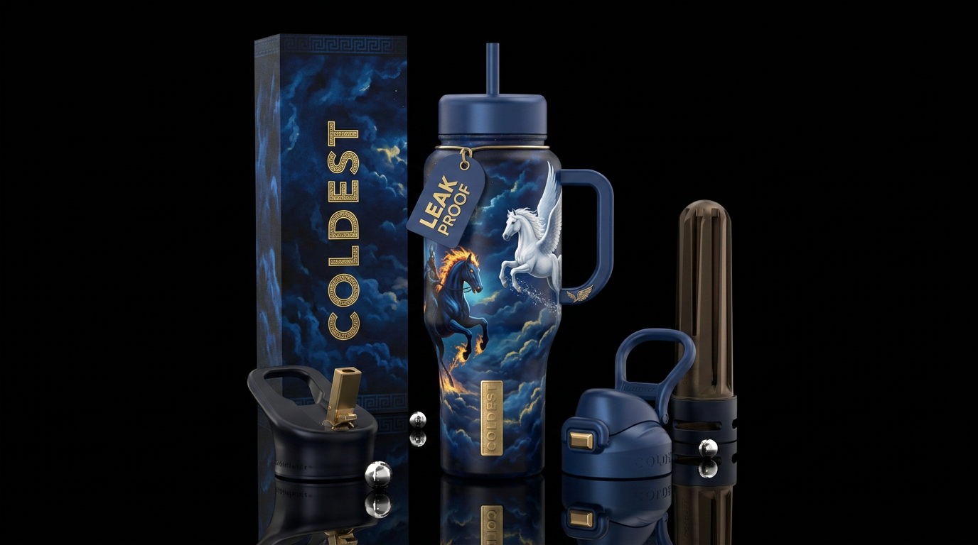Hades horse and Pegasus in the sky water bottle design