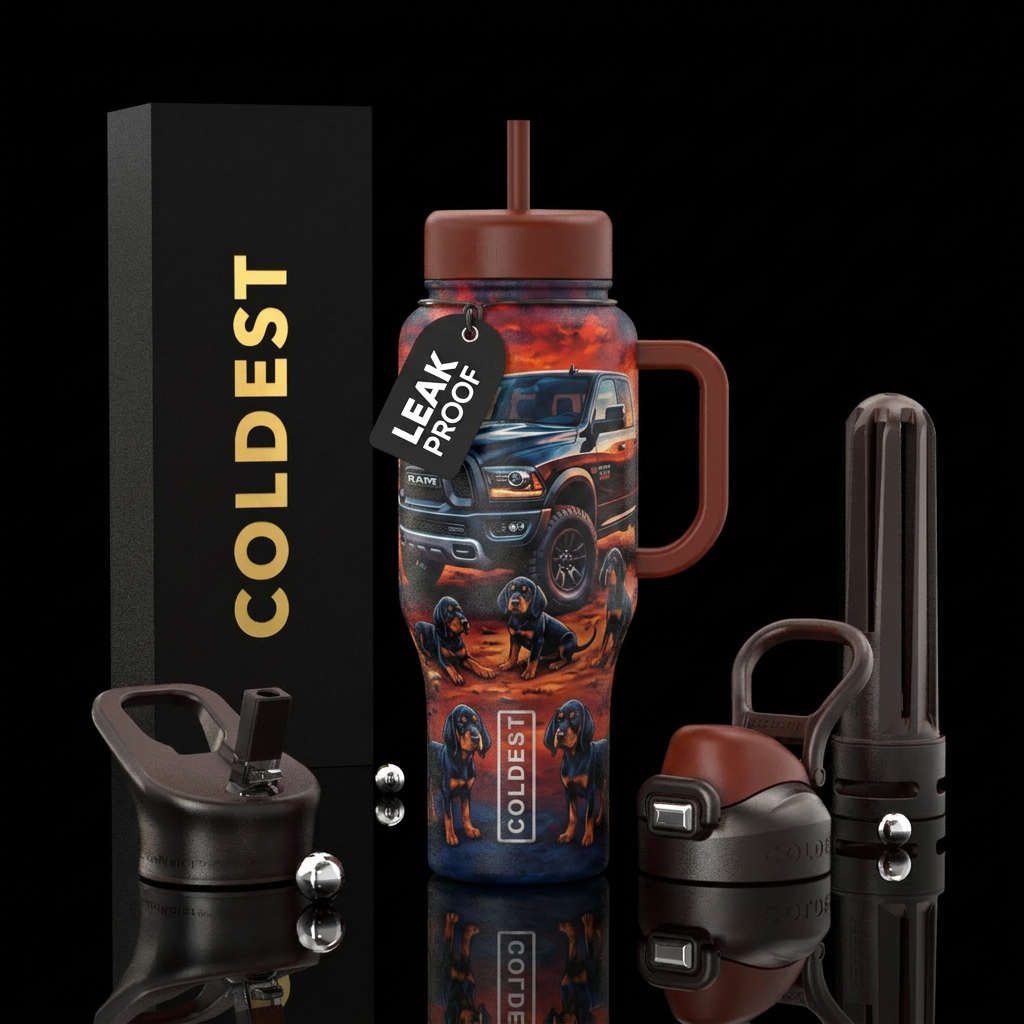 Realistic Dodge ram pickup truck with a litter of ... water bottle design