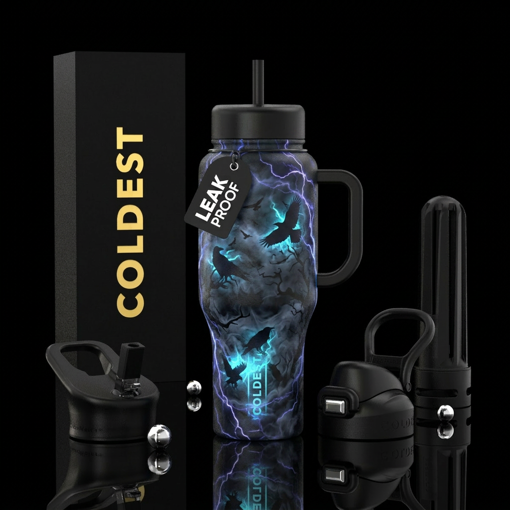 birds, dark mood, smoke, glowie, electric water bottle design