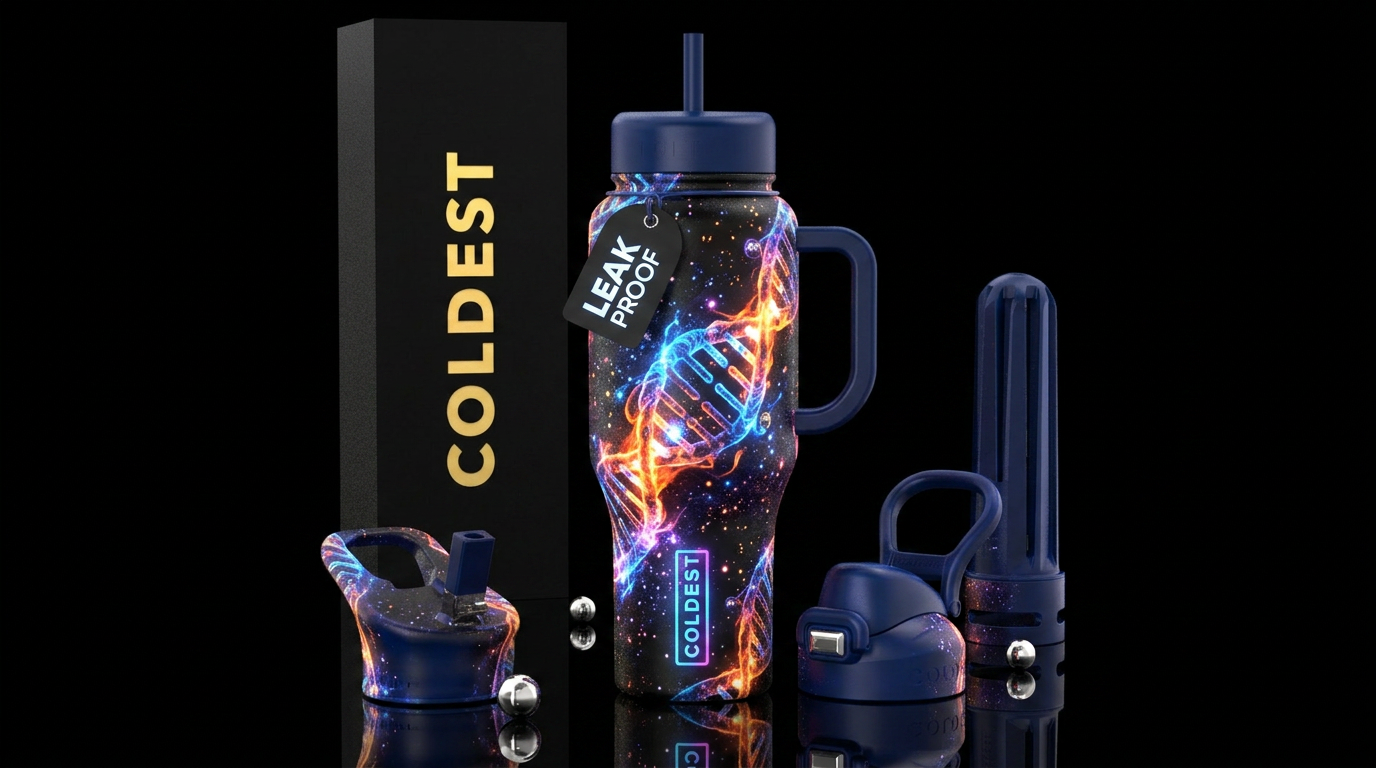 firery, electric, dna, glowie, sparkly, darkness water bottle design