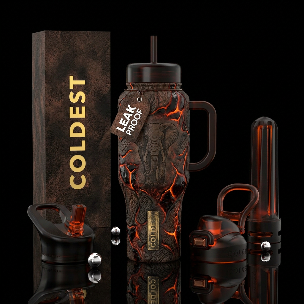 truffle, elephant, beautiul, glowie, dark mood, fi... water bottle design