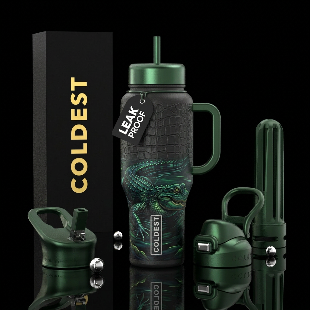 darkness, dark mood, alligator water bottle design