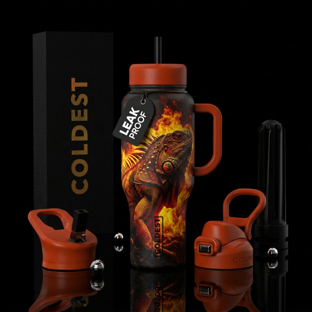 darkness, dark mood, firery, explosive, realism, i... water bottle design