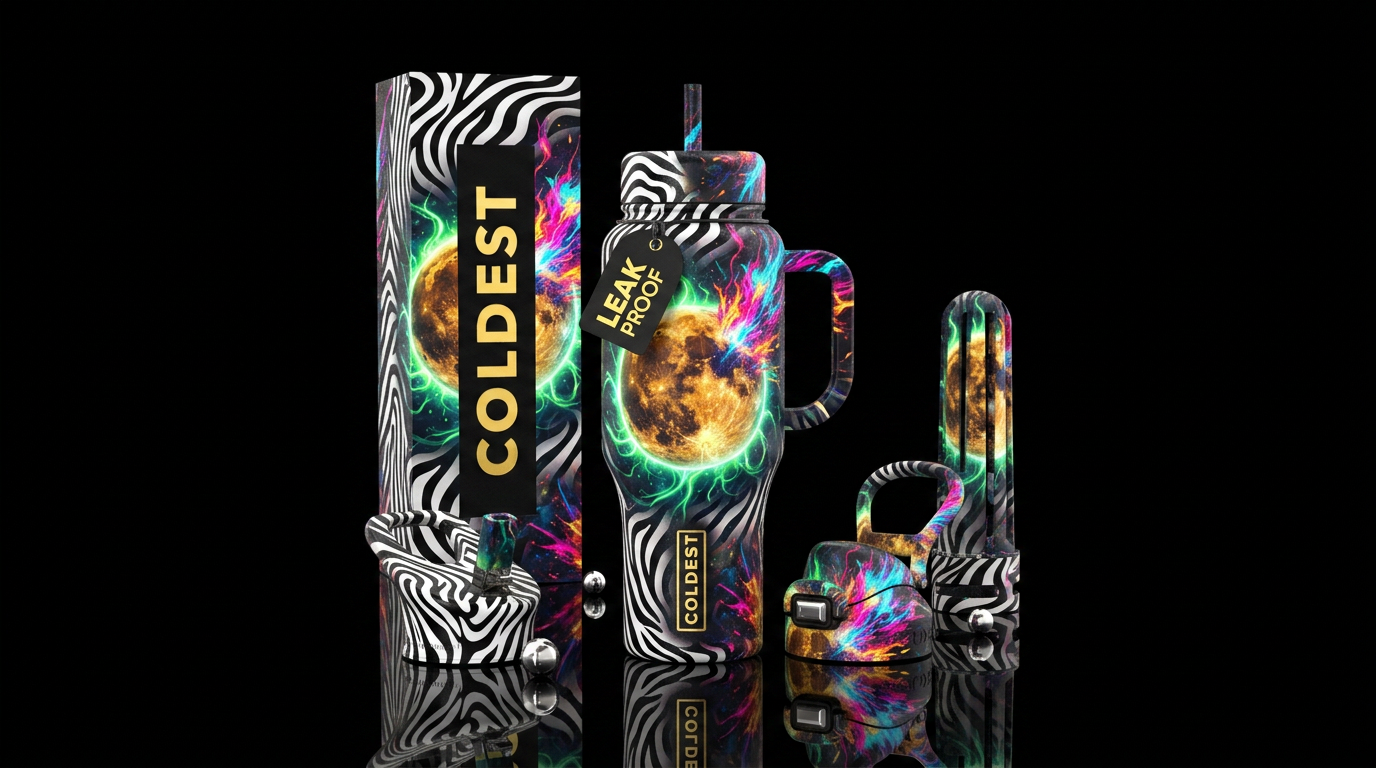 zebra, harvest moon, glowie, explosive, dark mood water bottle design