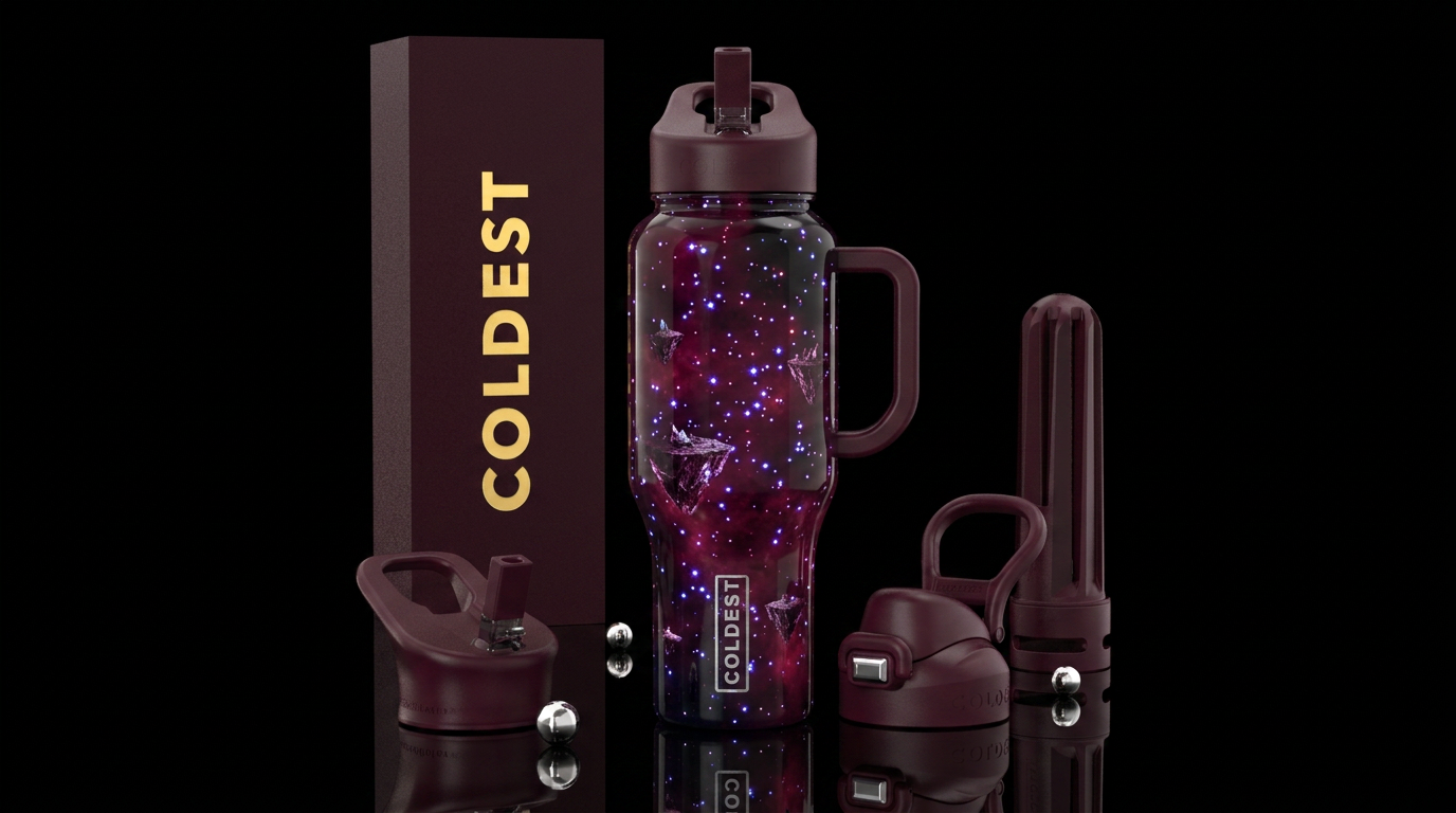 darkness, floating islands, sangria, sparkly, elec... water bottle design