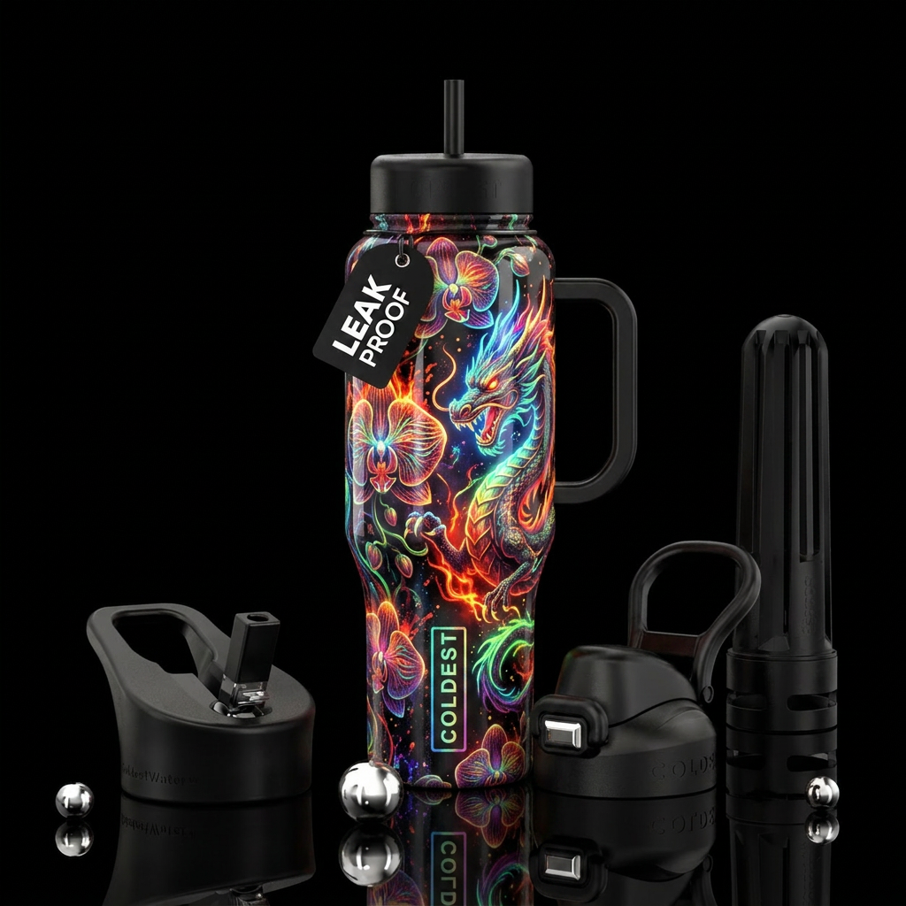 orchid, splatter, glowie, firery, electric, whimsi... water bottle design