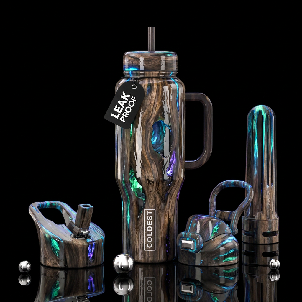 wood grain, cave, glowie, dark mood, darkness water bottle design