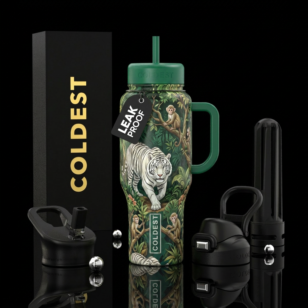 White Tiger water bottle design