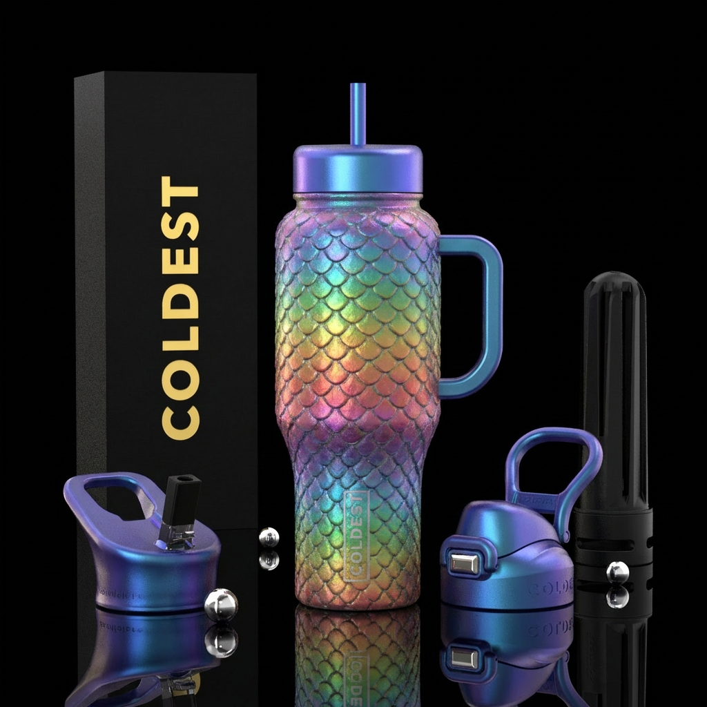 Rainbow dragon scales water bottle design