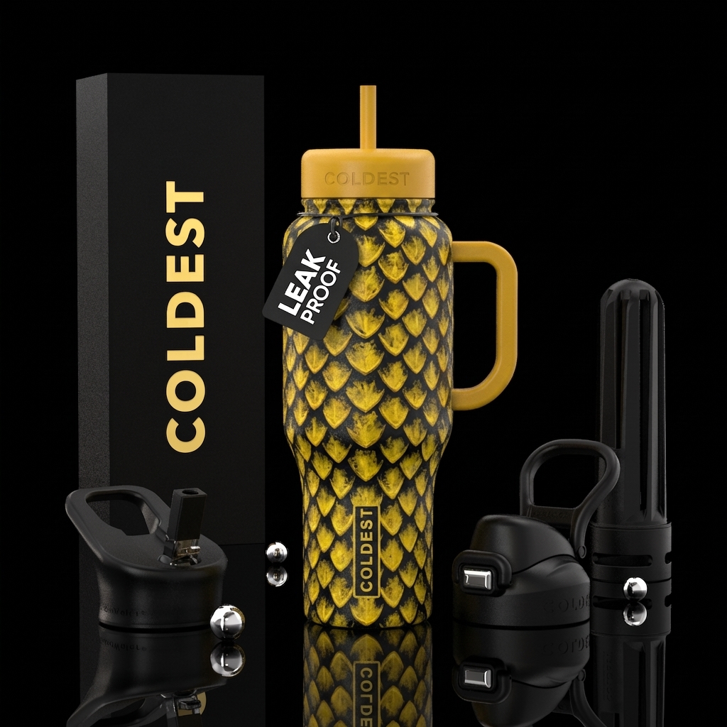 Yellow Dragon water bottle design