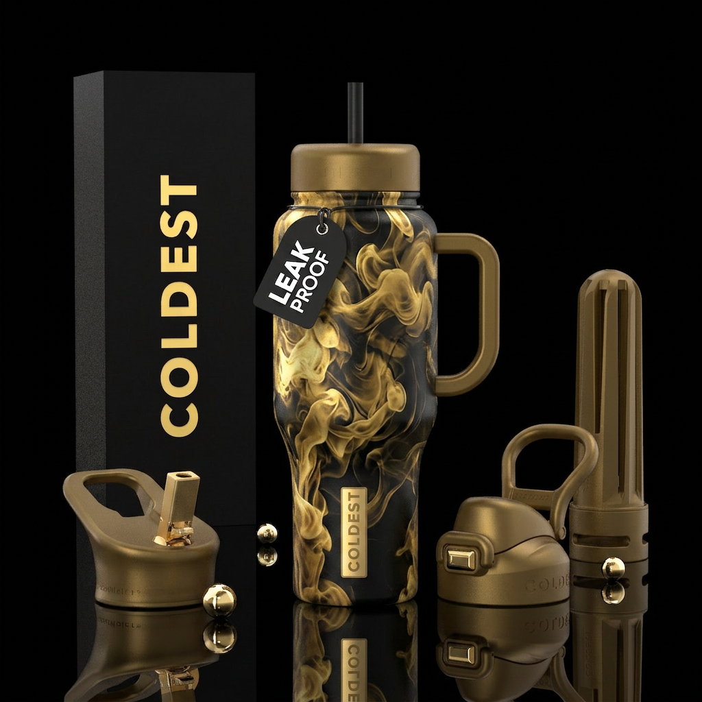 Gold smoke water bottle design
