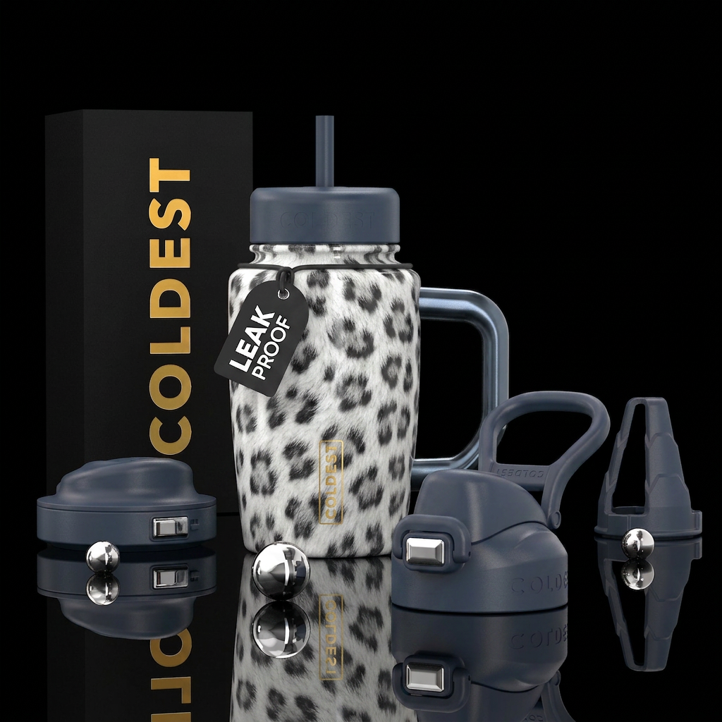 Snow leopard water bottle design