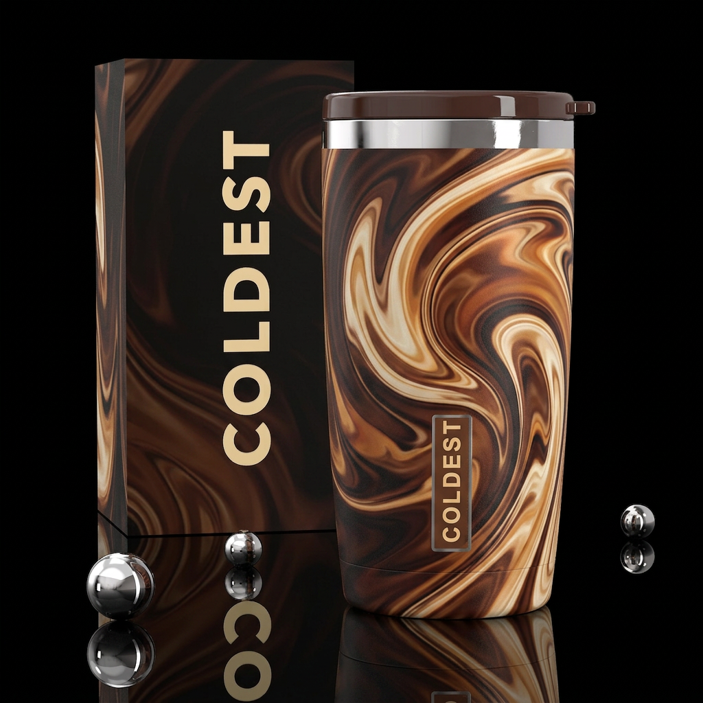 Mocha coffee swirl water bottle design