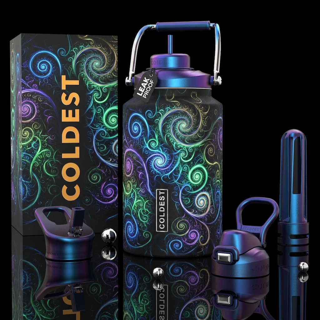 Whimsical spiral water bottle design