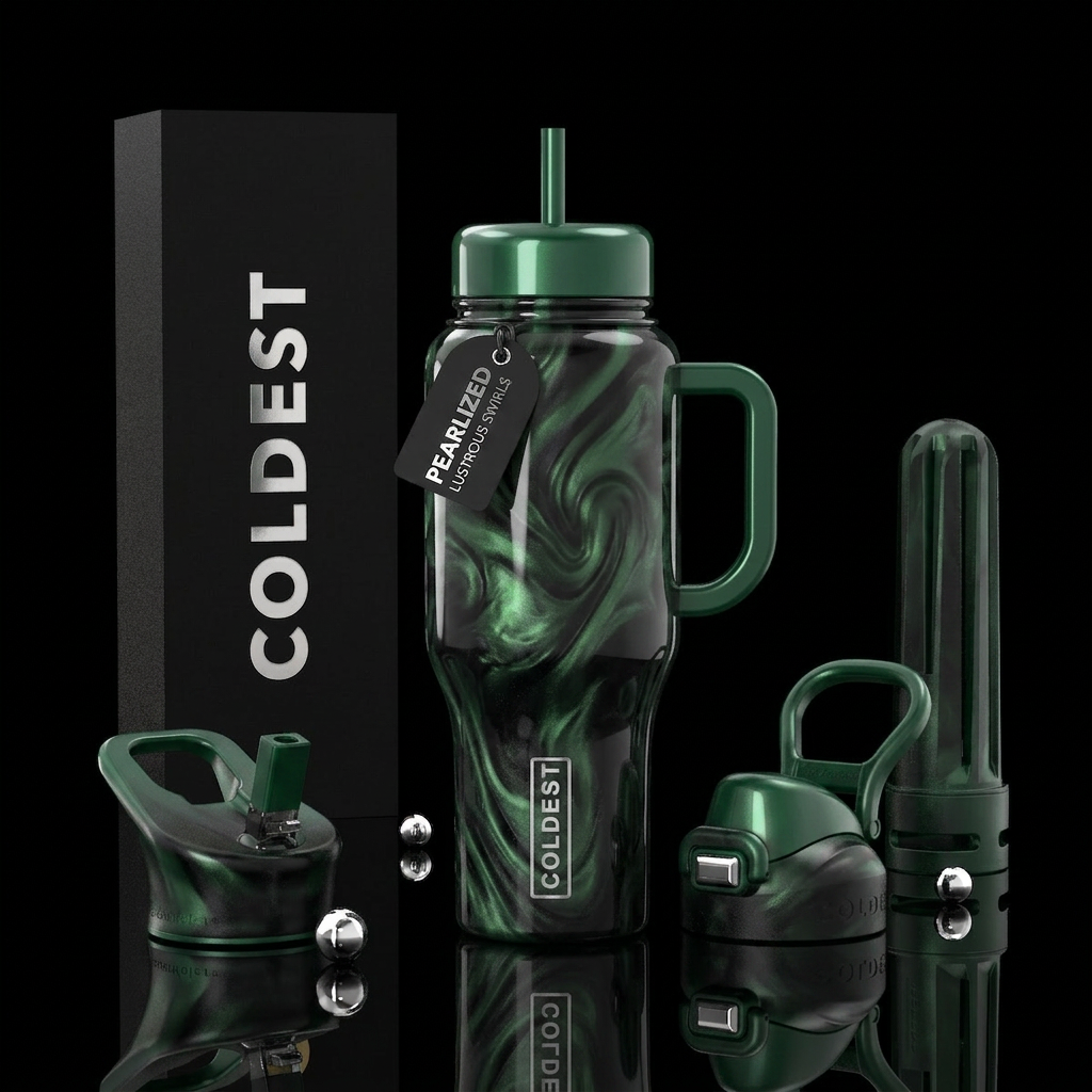 Green opal water bottle design