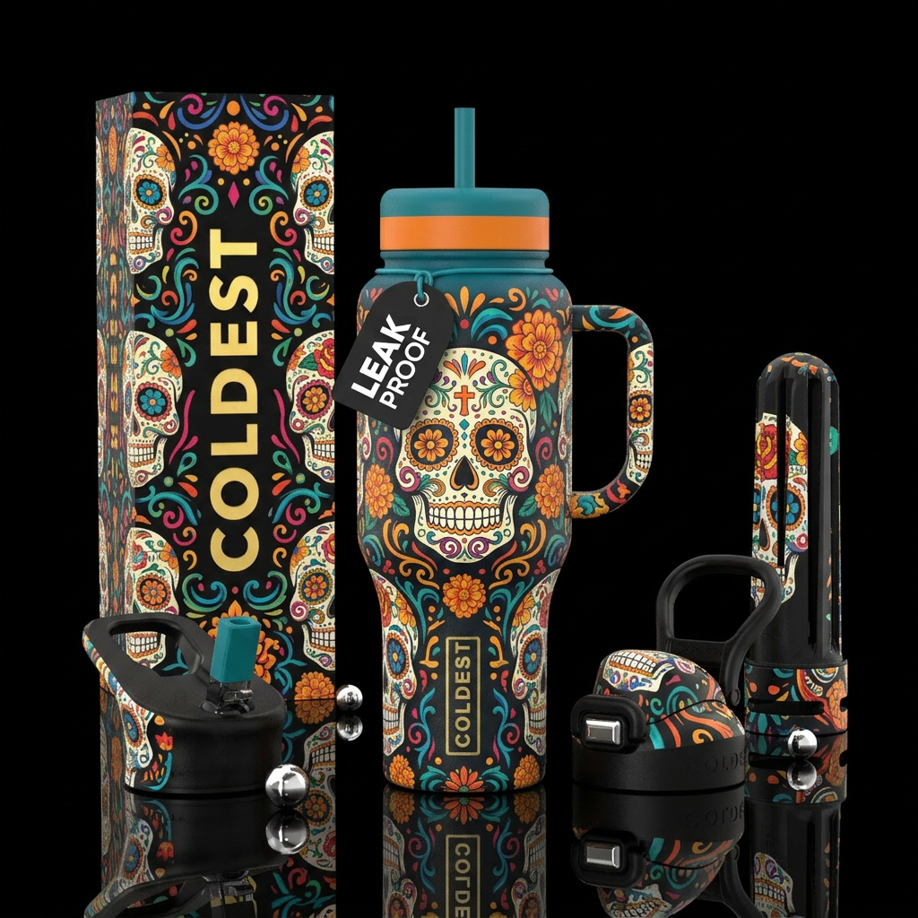Day of the dead water bottle design