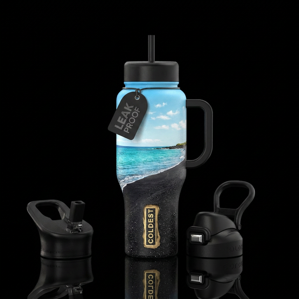 Beach day water bottle design