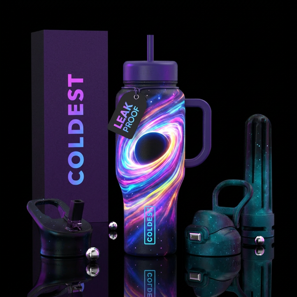 Monet painting water bottle design