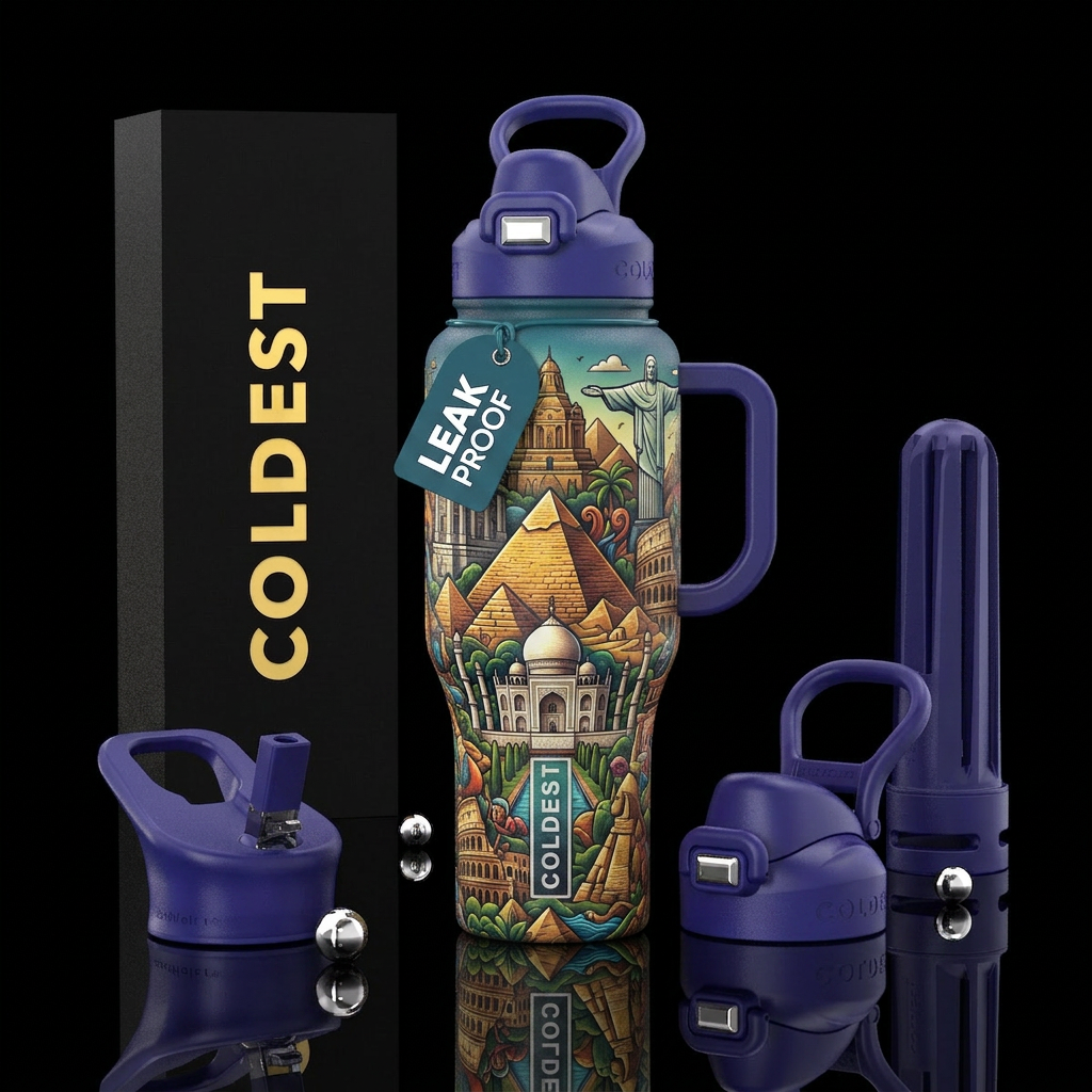 7 wonders of the world water bottle design