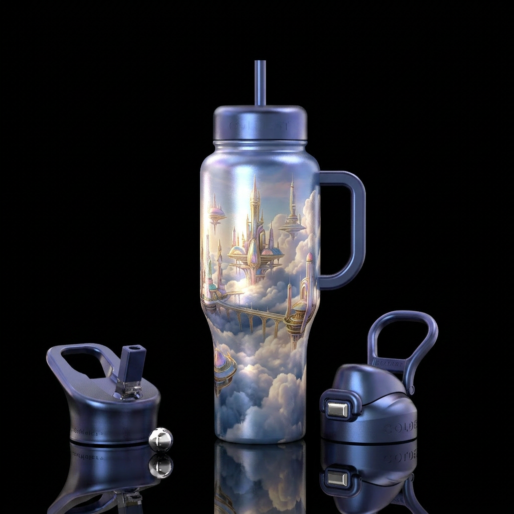 Dreamy clouds water bottle design
