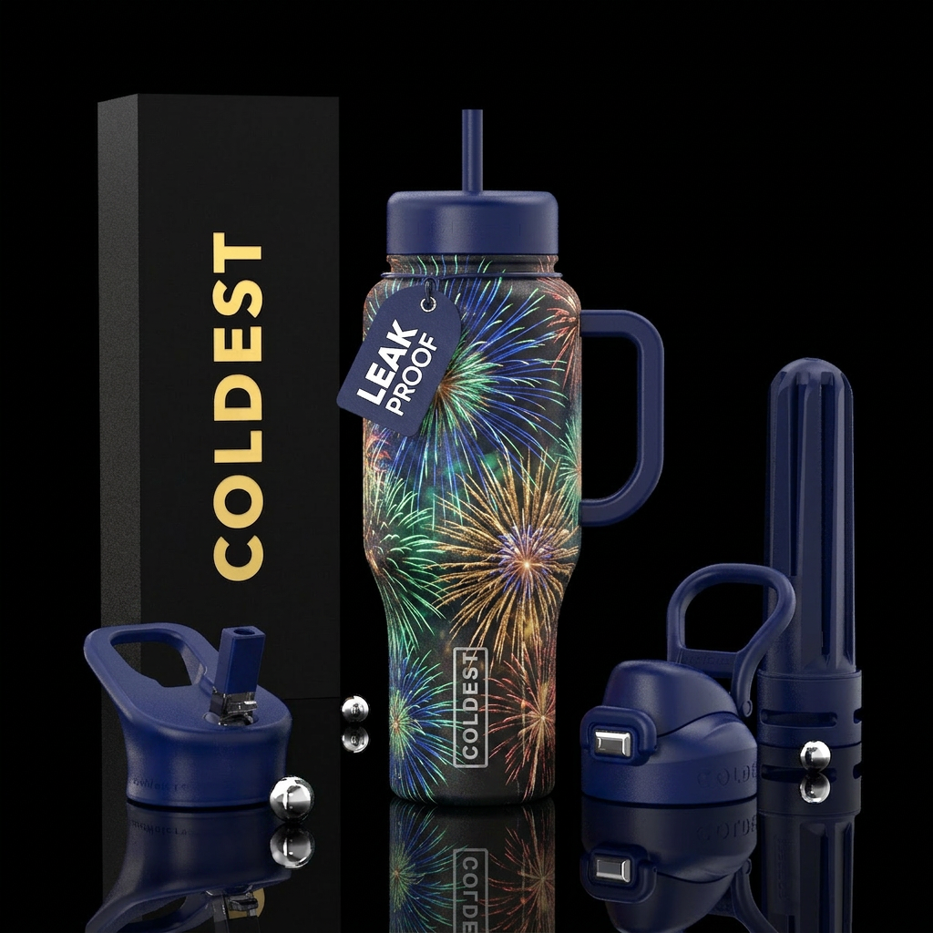Fireworks water bottle design