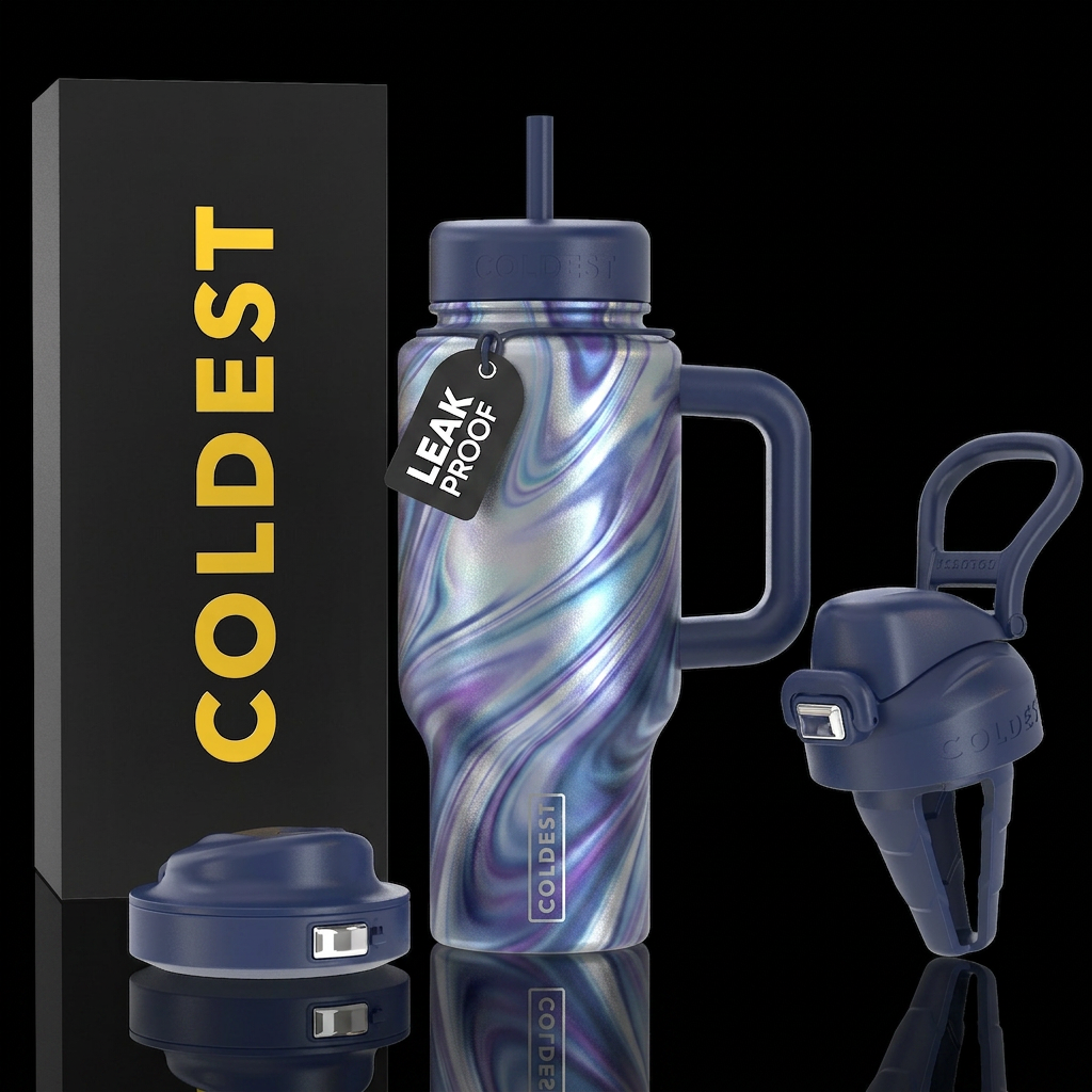 Metallic swirls water bottle design