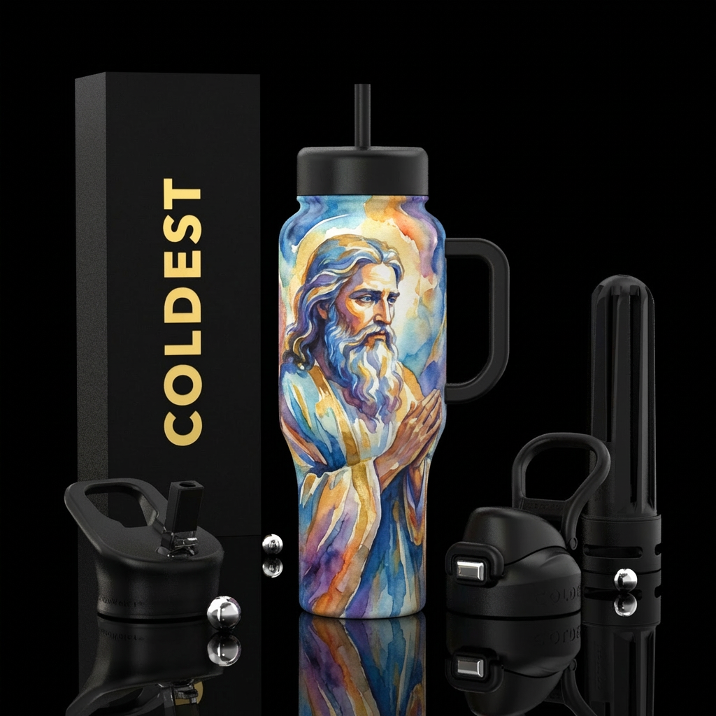 watercolor, of God water bottle design