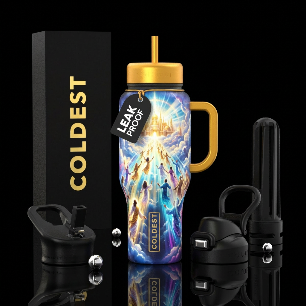Gods people going to heaven water bottle design