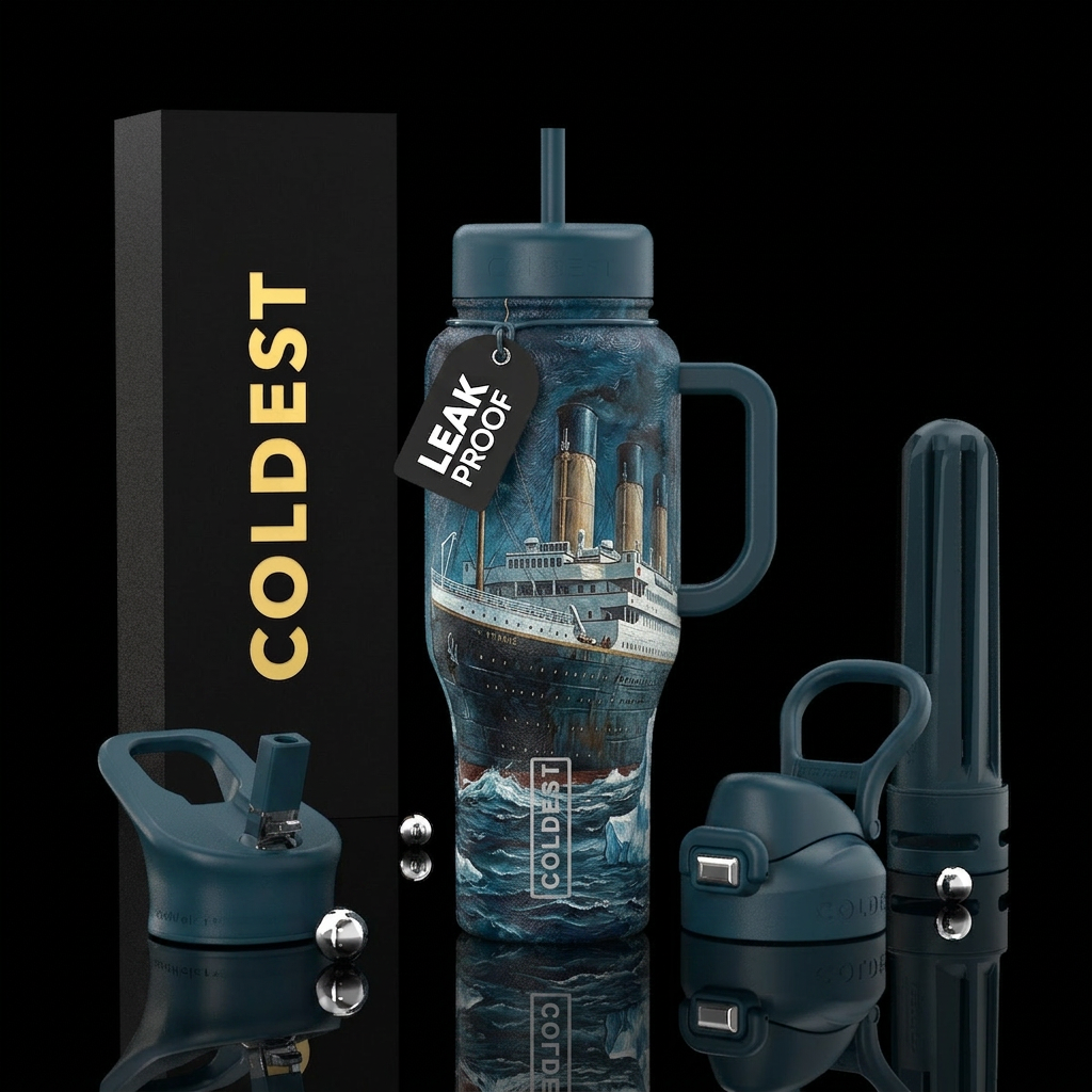 Coldie titanic water bottle design