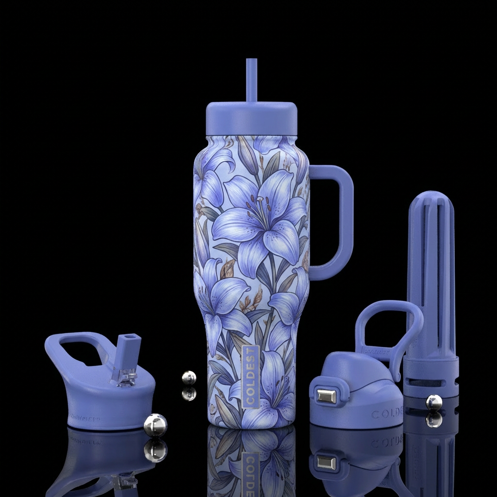 Periwinkle Fields water bottle design
