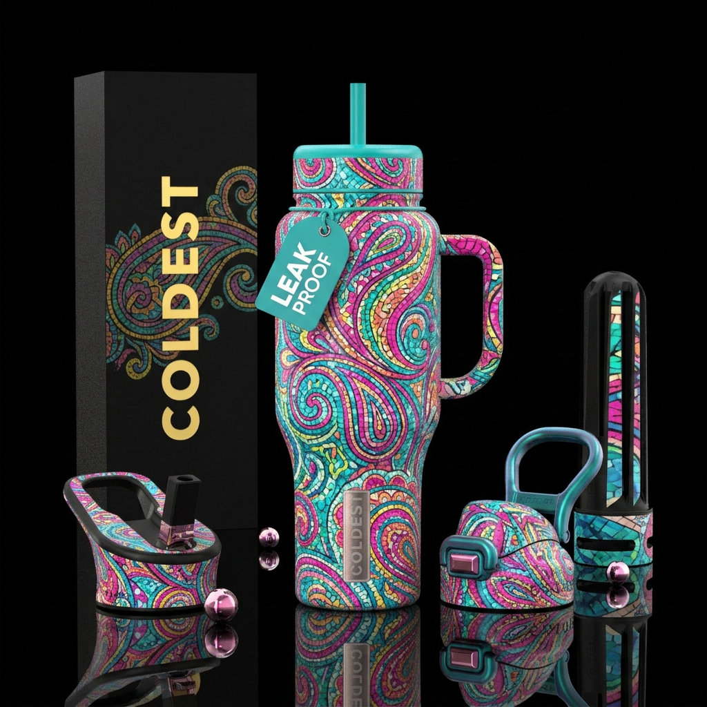 Paisley tiled water bottle design