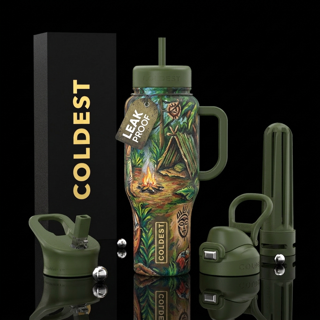 Let's go Camping water bottle design