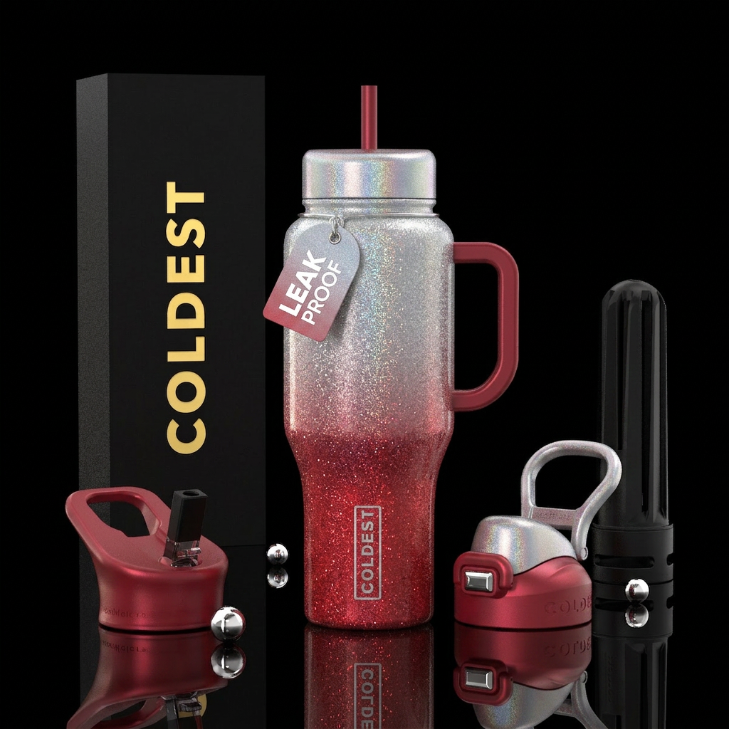 Glitter glory water bottle design
