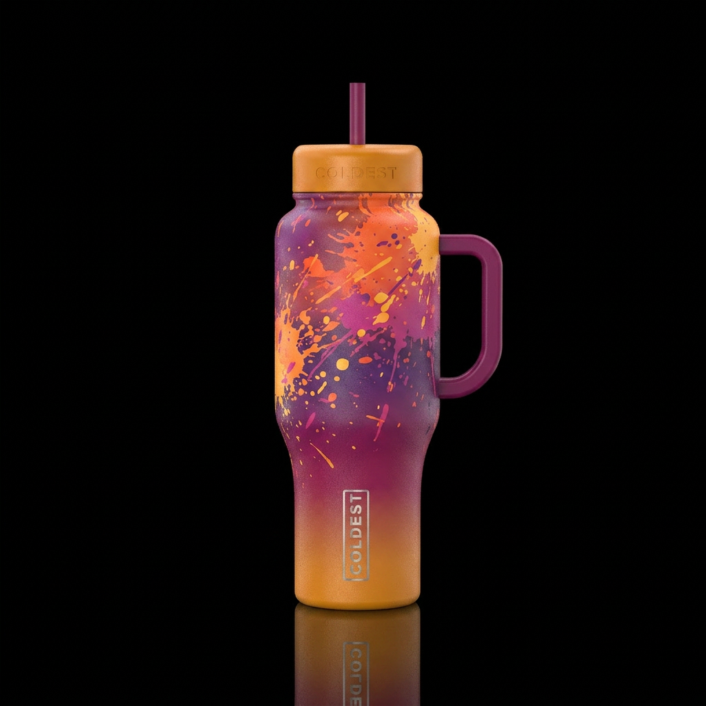 Splattered Sunset water bottle design