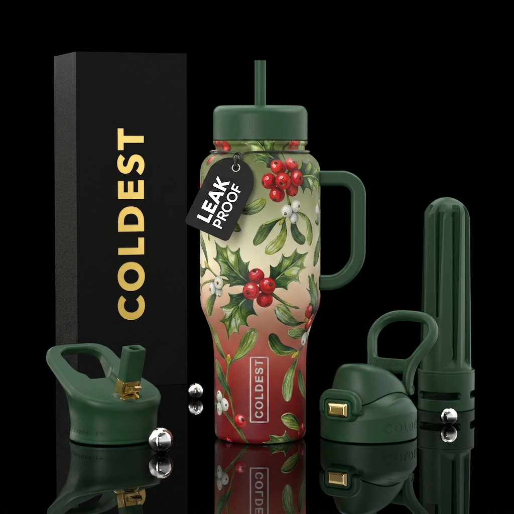 Holly Jolly Holiday water bottle design