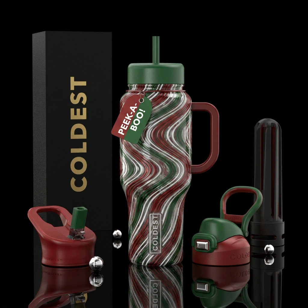 Christmas Ribbon water bottle design