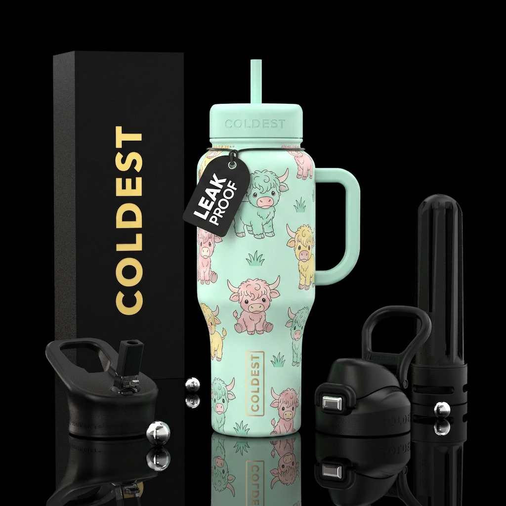 Baby cows water bottle design