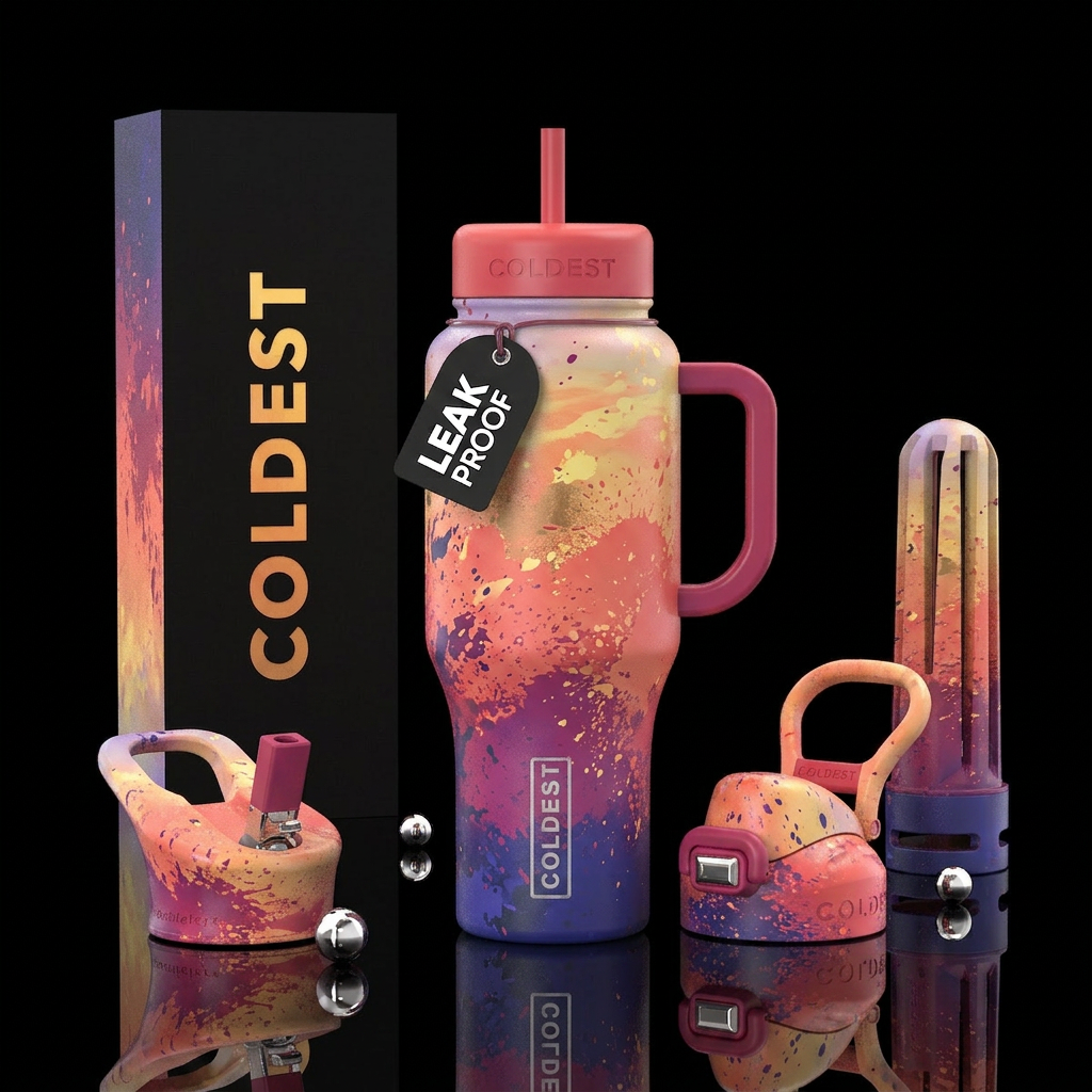 Sunset splash water bottle design