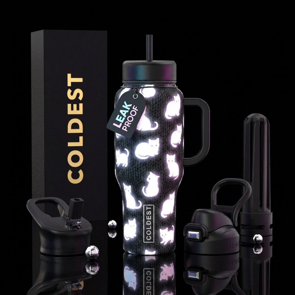 Glowie kitties water bottle design