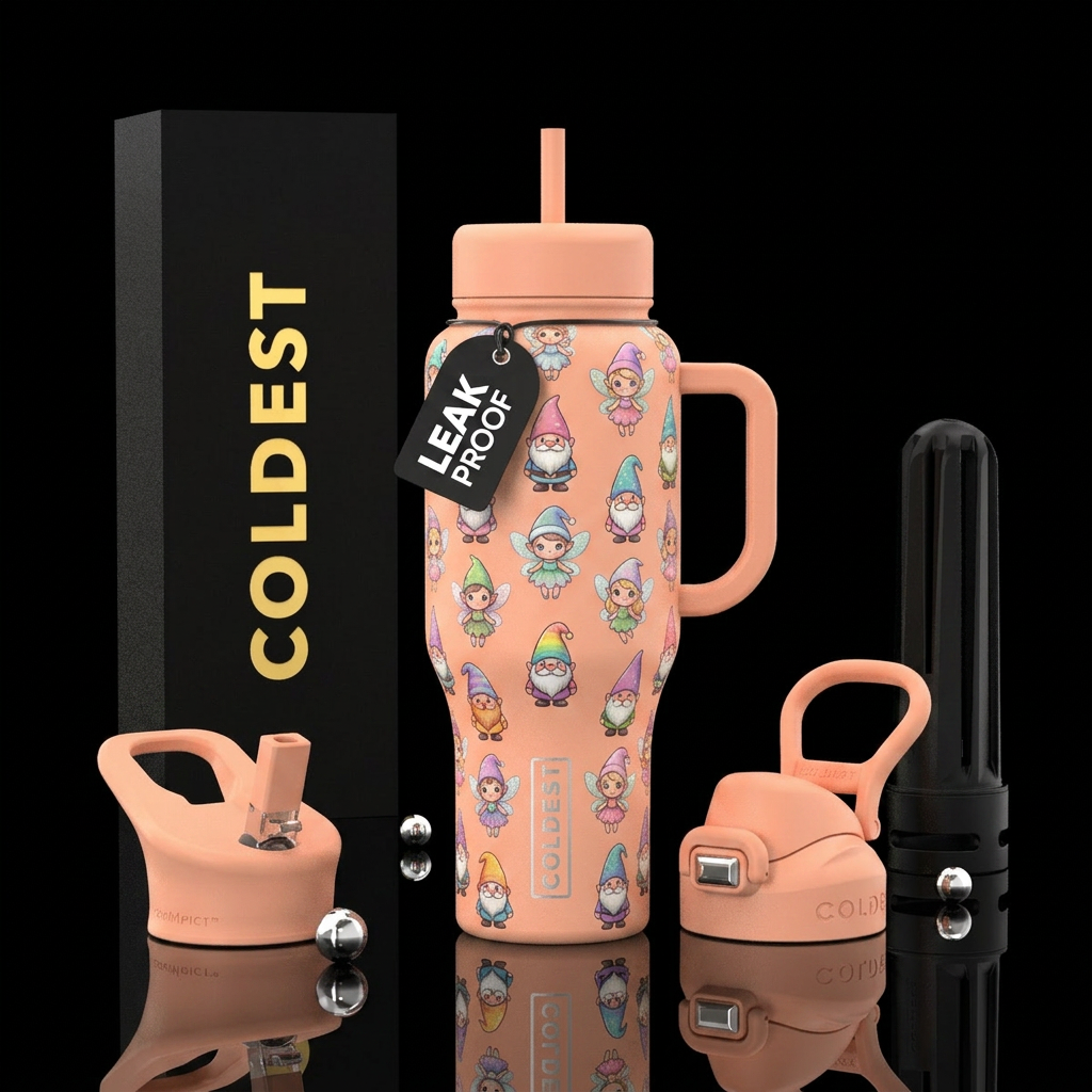 Gnome place like home water bottle design