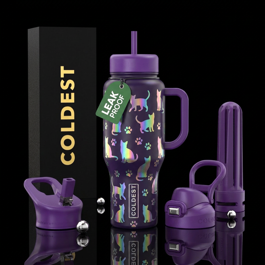 Cats at play water bottle design
