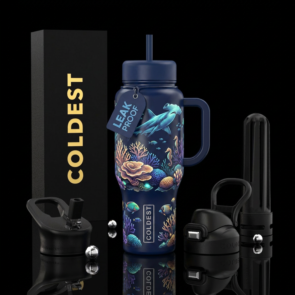 Seascape Glowie Adventures water bottle design