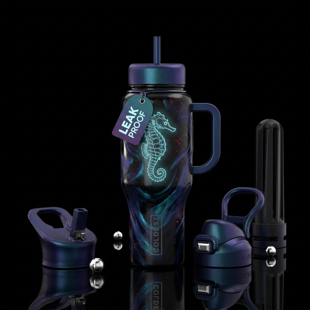 Seahorses Glowie water bottle design