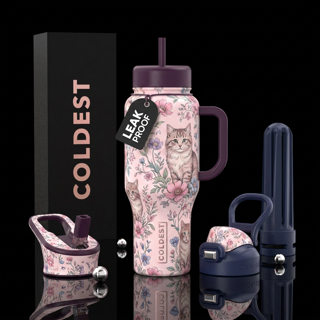 Purrfect Garden water bottle design