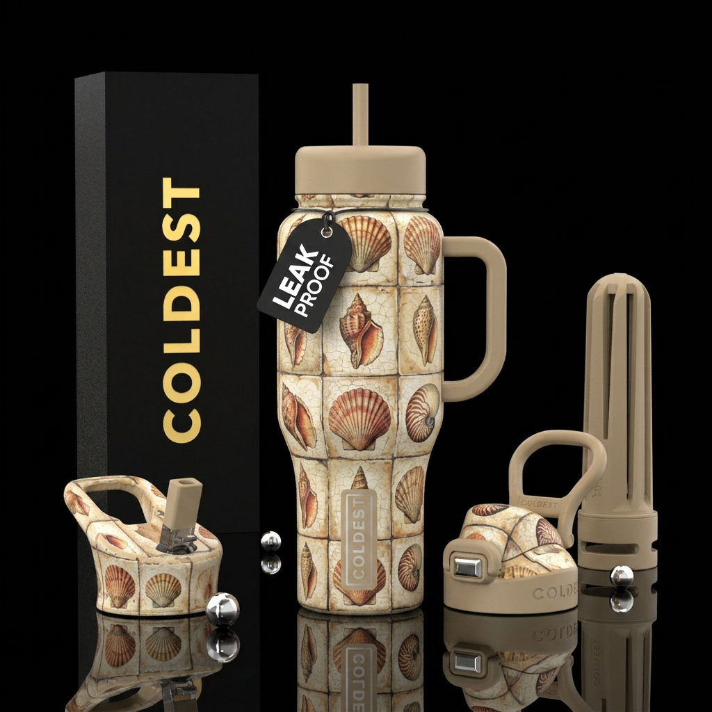 Tiled Seashells water bottle design
