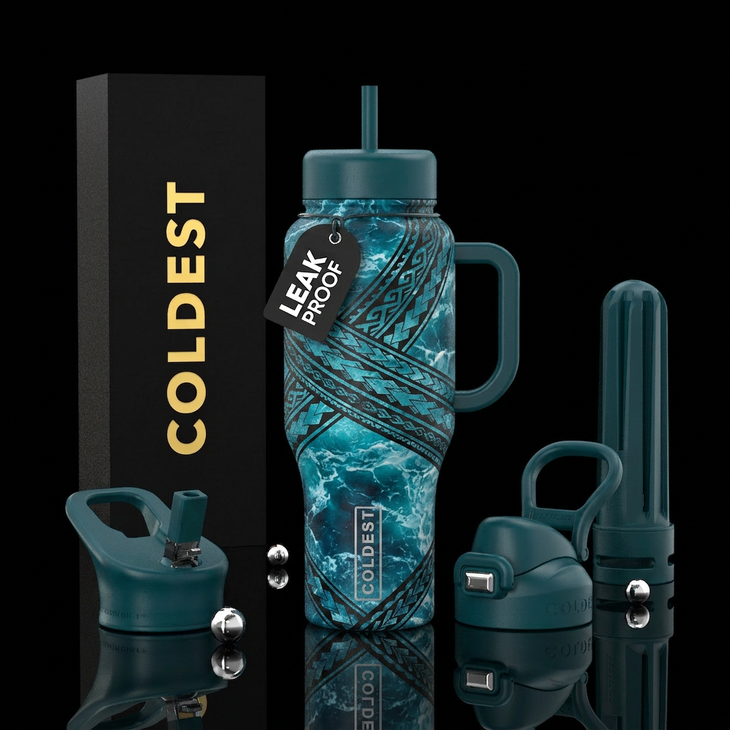 History in the water water bottle design