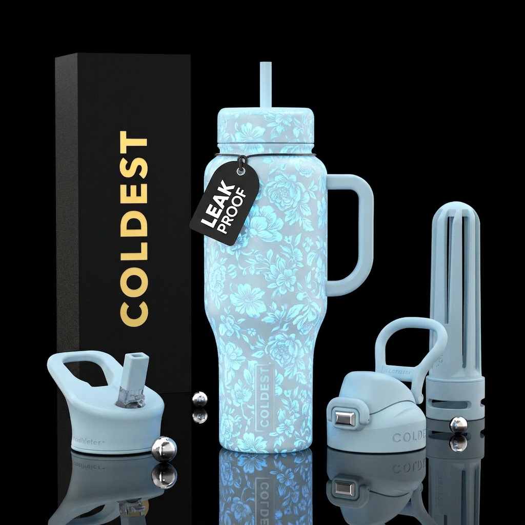 Floral glow water bottle design